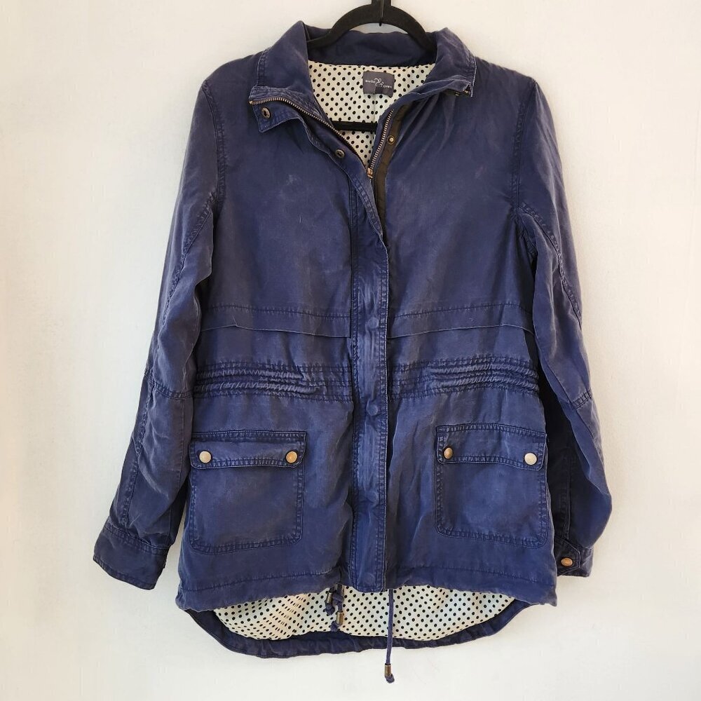 Market & Spruce Blue Utility Jacket Coat Cargo Field Jacket Lightweight Size M